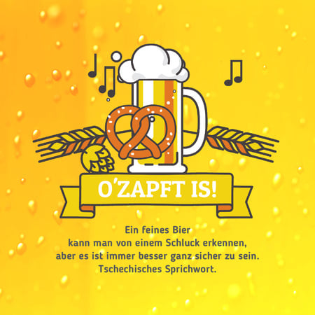Oferta da Oktoberfest com cerveja em caneca de vidro em amarelo Animated Post Modelo de Design
