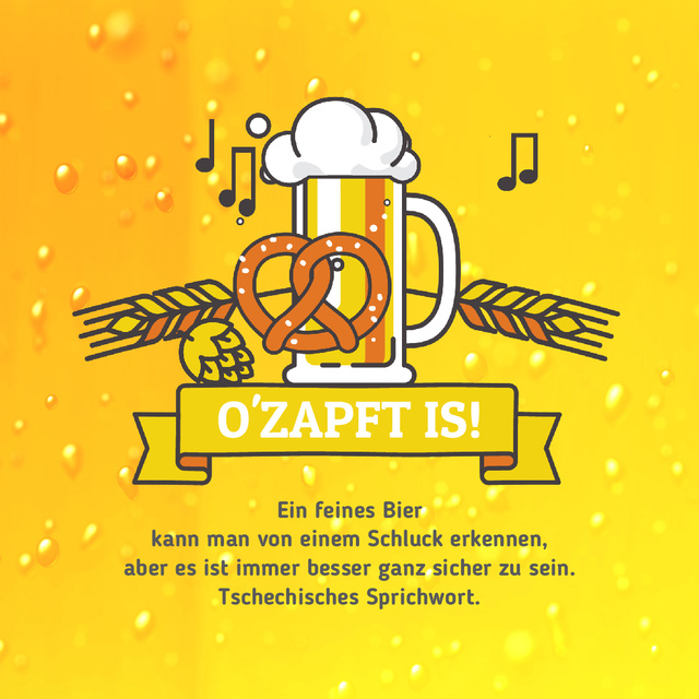 Oktoberfest Offer with Lager in Glass Mug in Yellow Animated Post Design Template