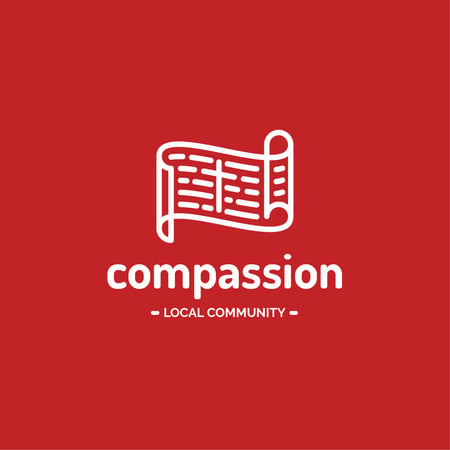 Ontwerpsjabloon van Logo van Religious Community Scroll with Cross in Red