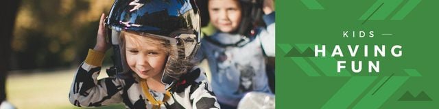 Happy little kids wearing helmets Twitter – шаблон для дизайна