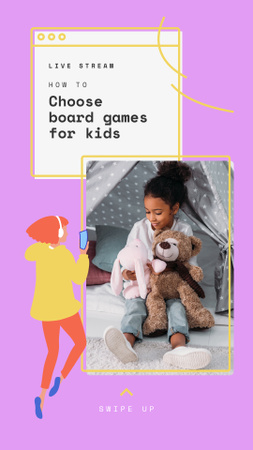 Ontwerpsjabloon van Instagram Story van Live Stream about Board Games for Kids