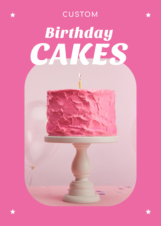 Ontwerpsjabloon van Flayer van Birthday Offer Pink Sweet Cake