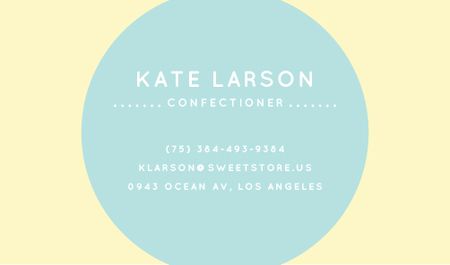 Platilla de diseño Confectioner Contacts with Circle Frame in Blue Business card