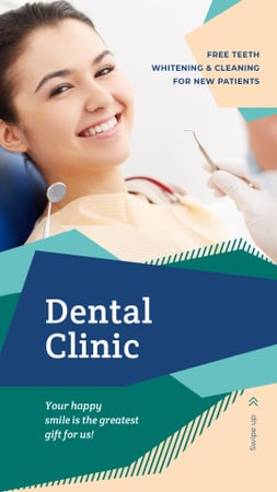 Smiling Woman visiting dentist Instagram Story Design Template