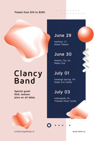 Designvorlage Band Concert Announcement in Pink für Flayer