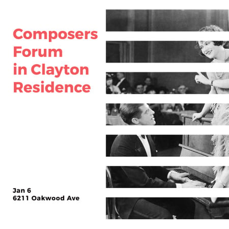 Ontwerpsjabloon van Instagram AD van Composers Forum Invitation Pianist and Singer