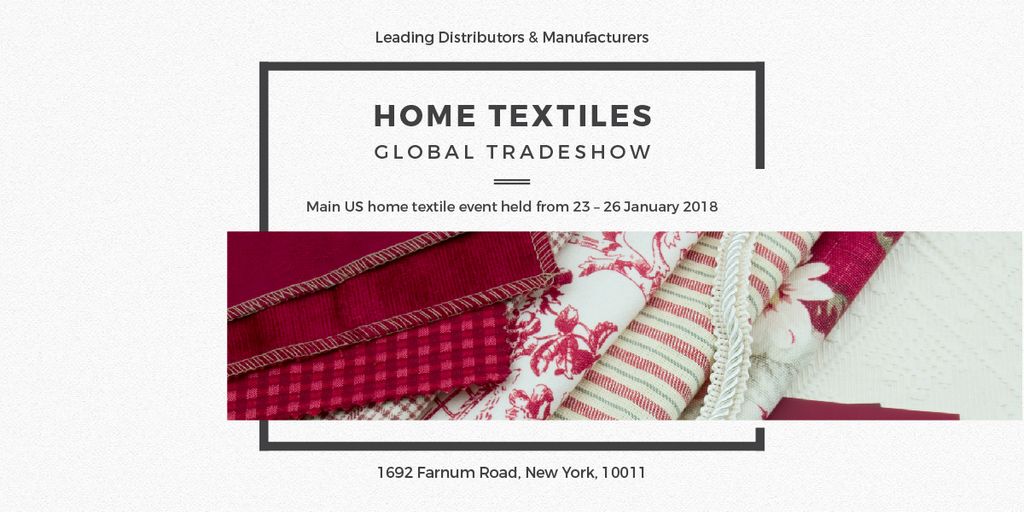 Home Textiles Event Announcement in Red Image Modelo de Design
