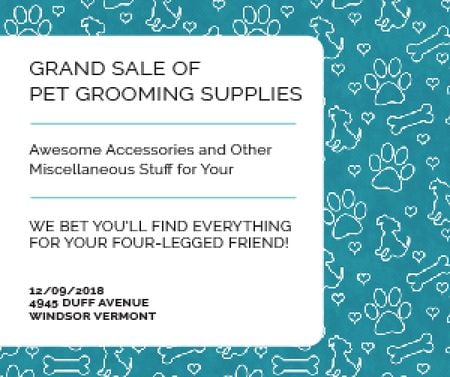 Ontwerpsjabloon van Medium Rectangle van Grand sale of pet grooming supplies