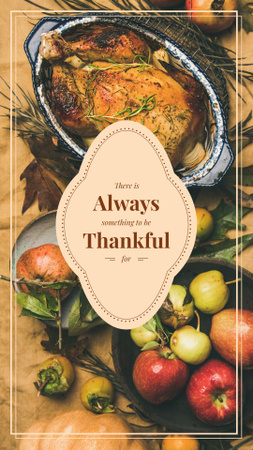 Roasted whole turkey on Thanksgiving Day Instagram Story Design Template