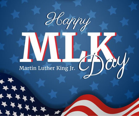 Template di design Martin Luther King Day Greeting with Flag Facebook