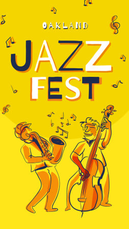 Designvorlage Band playing jazz on Yellow für Instagram Story