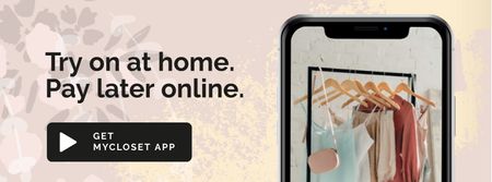 Plantilla de diseño de Shopping App with Closet on Phonescreen Facebook cover 