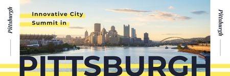 Ontwerpsjabloon van Twitter van Pittsburgh Conference Announcement with City View