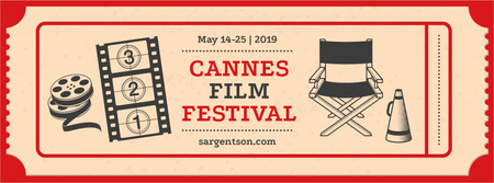 Cannes Film Festival with film attributes Facebook cover tervezősablon