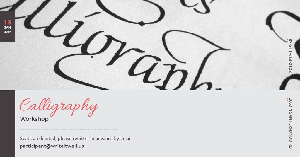 Szablon projektu Calligraphy workshop Annoucement Facebook AD