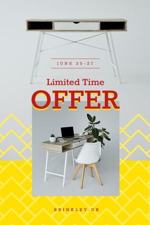 Furniture Offer Cozy Workplace with Laptop Tumblr Design Template