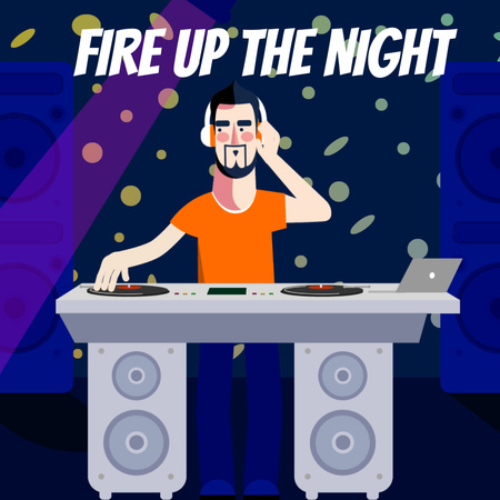 Ontwerpsjabloon van Animated Post van DJ Playing Music at Party