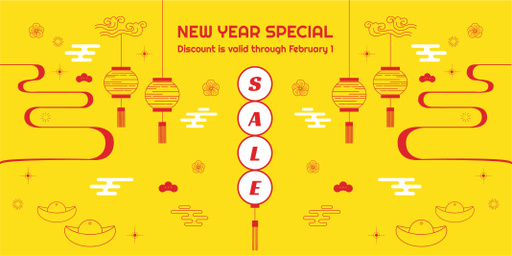 New Year Sale With Chinese Style Attributes TwitterPost