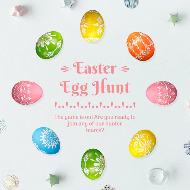 Coloured Easter eggs in Circle Animated Post Design Template