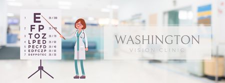 Modèle de visuel Female ophthalmologist in clinic - Facebook Video cover