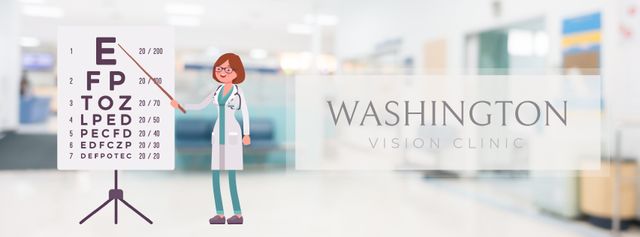 Female ophthalmologist in clinic Facebook Video cover Design Template
