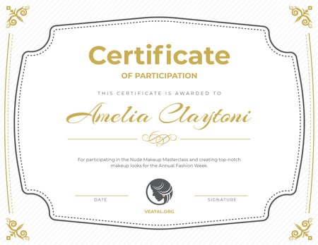 Makeup Workshop Participation confirmation Certificate Šablona návrhu