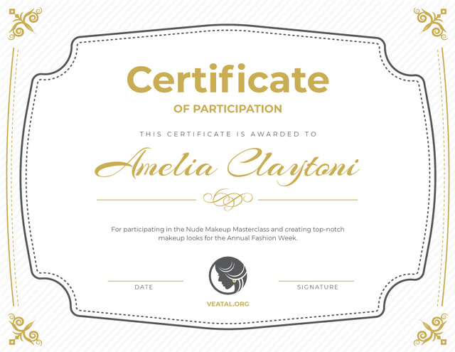 Makeup Workshop Participation confirmation Certificate – шаблон для дизайна