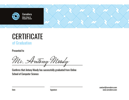 Platilla de diseño Online Computer School Graduation in blue Certificate