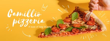 Modèle de visuel Pizzeria Ad in Yellow - Facebook cover