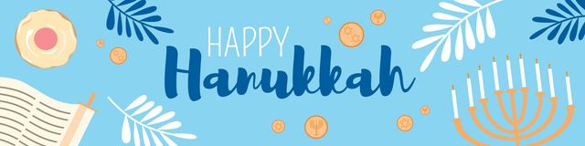 Happy Hanukkah greeting card Twitter Design Template