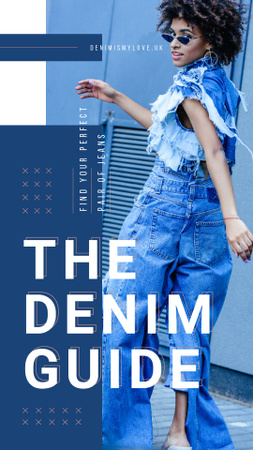 Woman wearing denim clothes Instagram Story Design Template