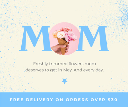 Flowers Delivery Offer on Mother's Day Facebook Design Template