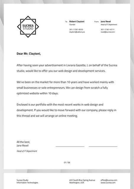 Design Agency official offer Letterhead tervezősablon