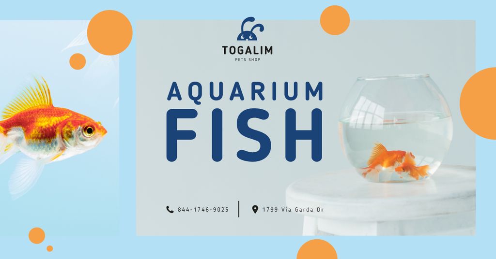Pet Shop Ad Fish Swimming in Aquarium Facebook AD Modelo de Design