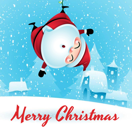 Christmas with Funny hanging Santa Claus Animated Postデザインテンプレート