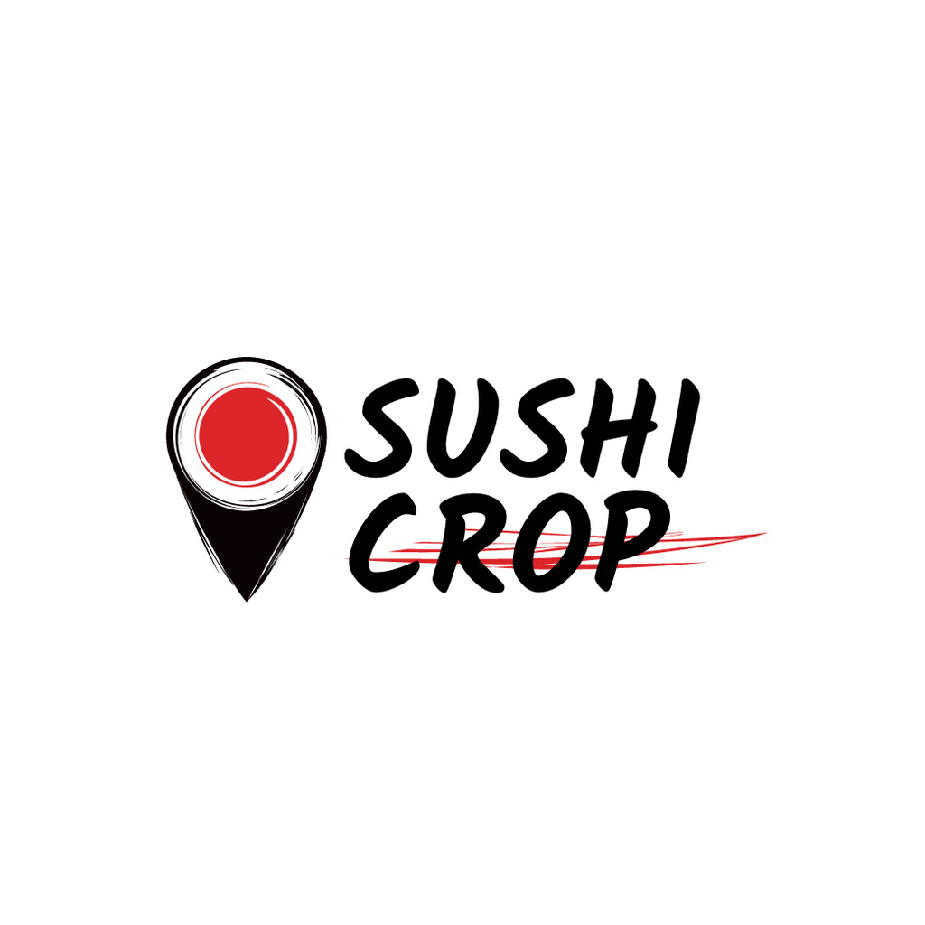 Plantilla de diseño de Sushi Delivery Ad with Map Pin with Maki Logo 