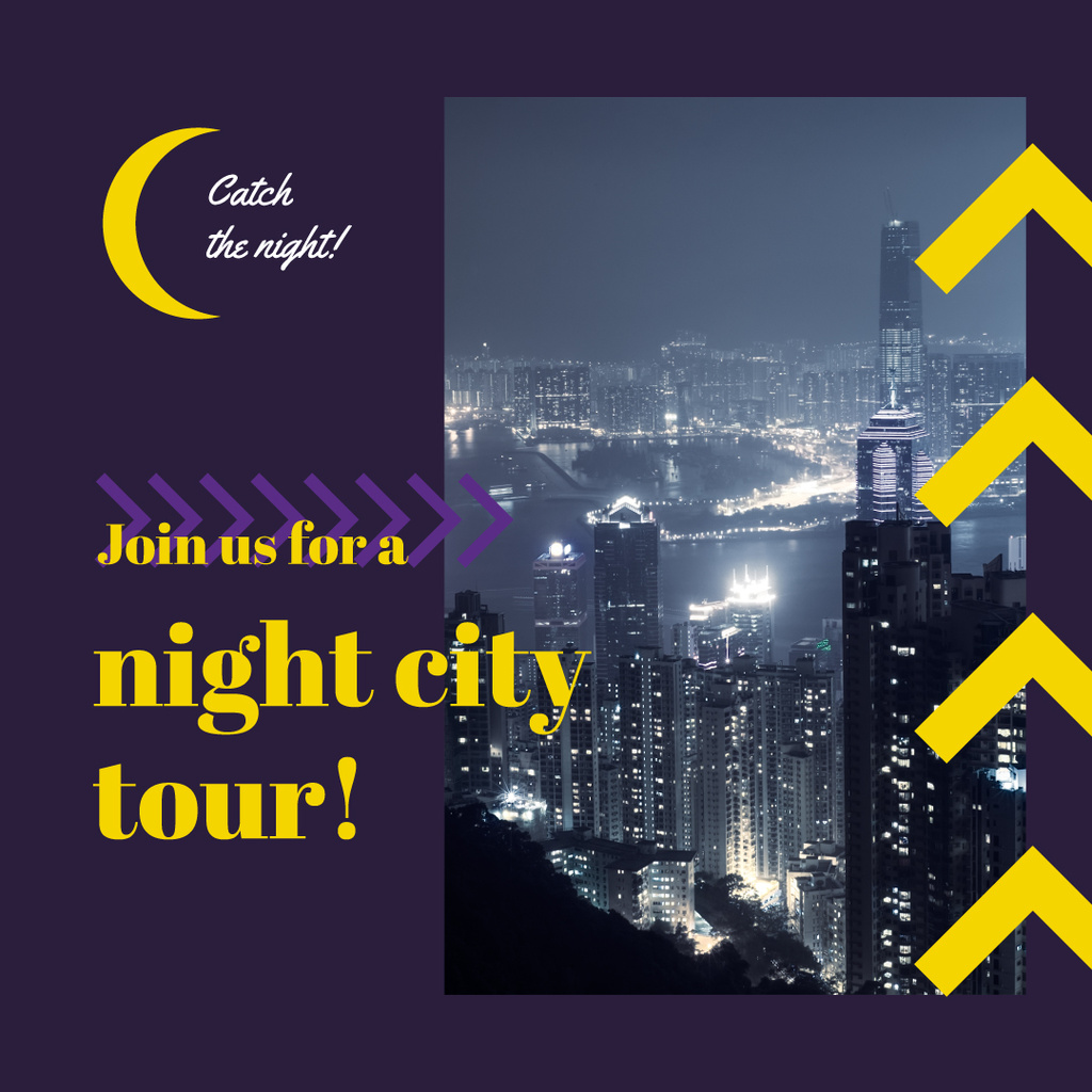 Night City Tour Invitation Traffic Lights Instagram AD Design Template