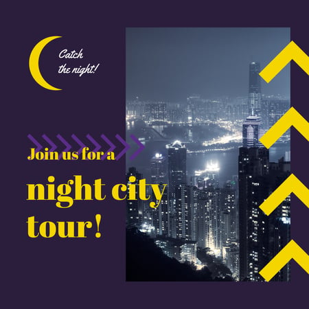 Ontwerpsjabloon van Instagram AD van Nacht stadstour uitnodiging verkeerslichten