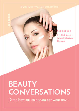 Woman applying Cream at Beauty event Flayer – шаблон для дизайну