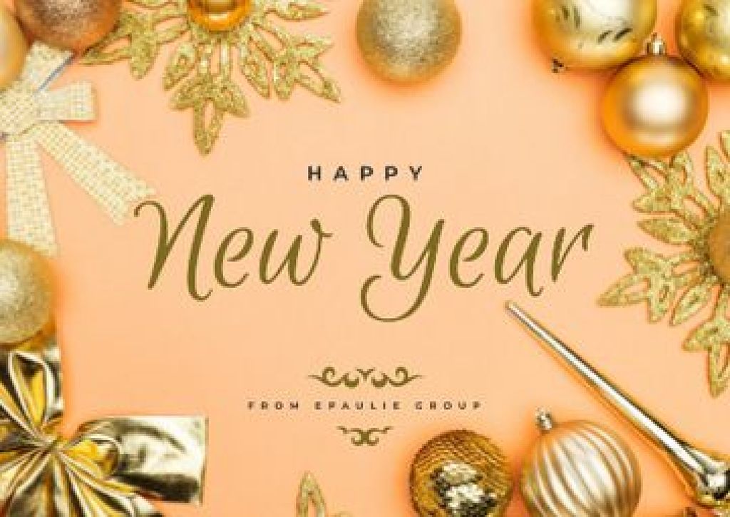 New Year Greeting in Golden Decorations Postcard – шаблон для дизайну