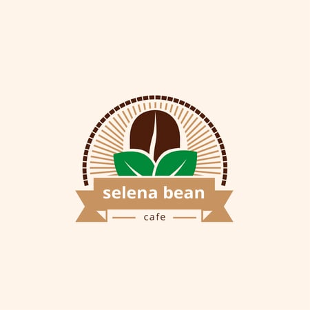 Cafe Ad with Coffee Bean in Brown Logo Tasarım Şablonu