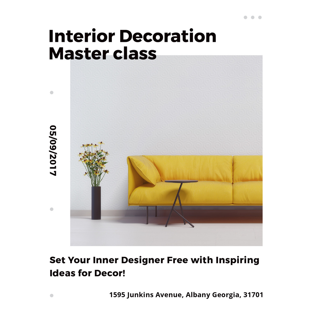 Minimalistic Room with Yellow Sofa Instagram Design Template