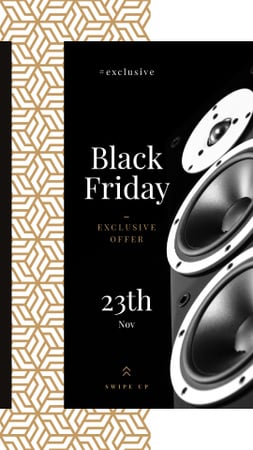 Designvorlage Black Friday Sale Large Speakers für Instagram Story