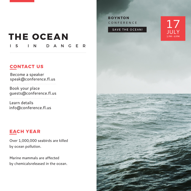 Ecology Conference Stormy Sea Waves Instagram AD Design Template