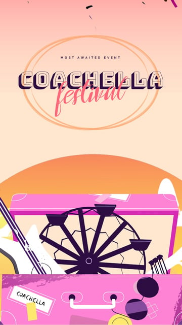 Plantilla de diseño de Coachella Invitation Festival Attributes Instagram Video Story 