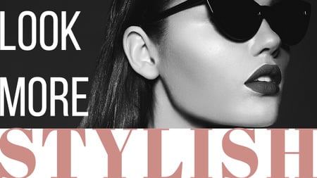 Sunglasses Ad Beautiful Girl in Black and White Youtube Thumbnail Design Template