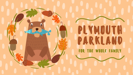 Modèle de visuel Park Invitation Bear with Fish in Autumn Frame - Full HD video