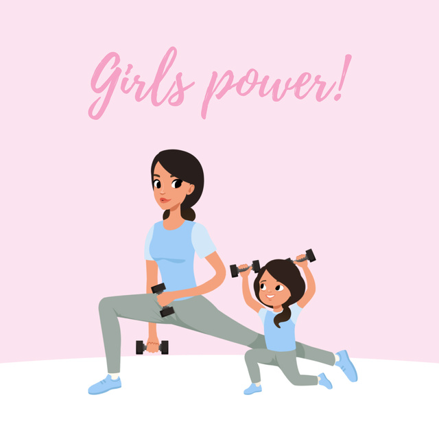 Plantilla de diseño de Mother and daughter training in gym Animated Post 
