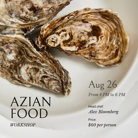 Azian Food Ad with Oyster dish Instagram Design Template