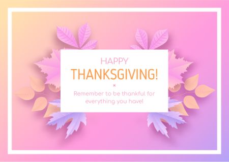 Thanksgiving in Frame of autumn leaves Card Design Template